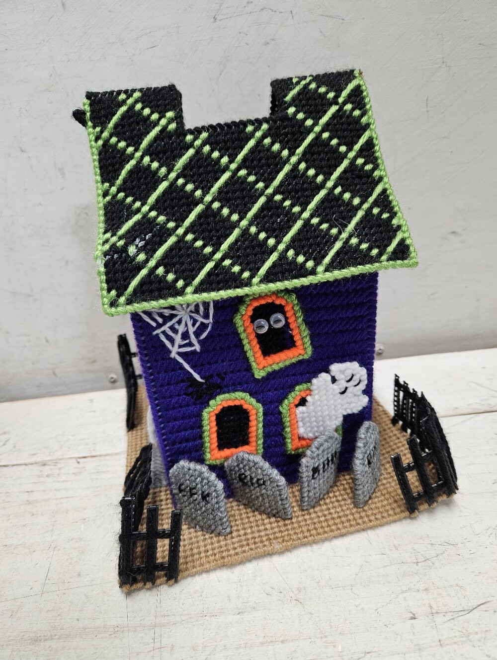 Handmade Halloween Haunted House Tissue Box Cover Fall Autumn Holiday Decor